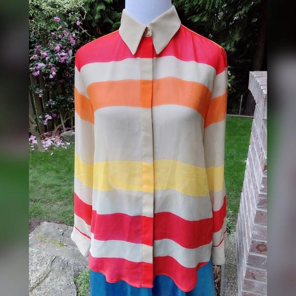 Vince Camuto Tops - Great, VINCE CAMUTO, sheer, stripy button up!!